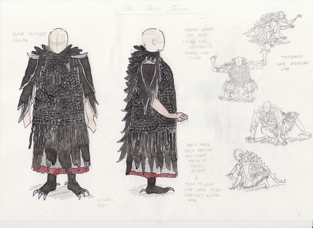 Sketches of costume designs for La Calisto opera by IADT Design for Stage + Screen students
