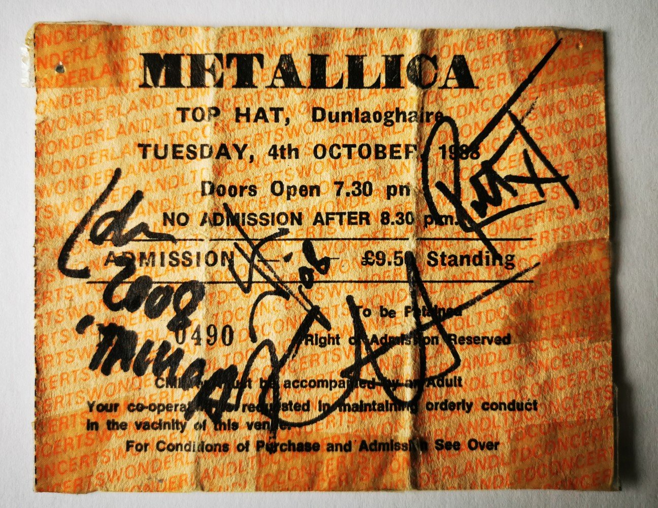 Metallica signed ticket courtesy of Carl Prenter