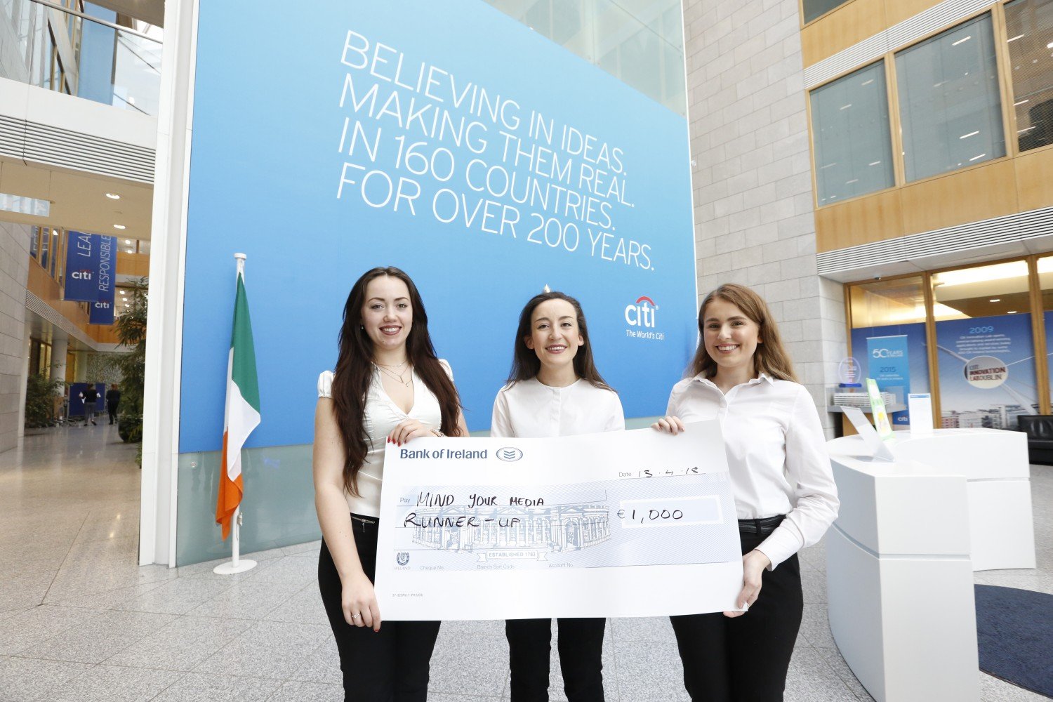 Enactus IADT Runners-Up of the Citi Ireland Pathways to Progress Programme! Students L-R; Dominika Kowalska, Megan Walsh & Megan Lunney