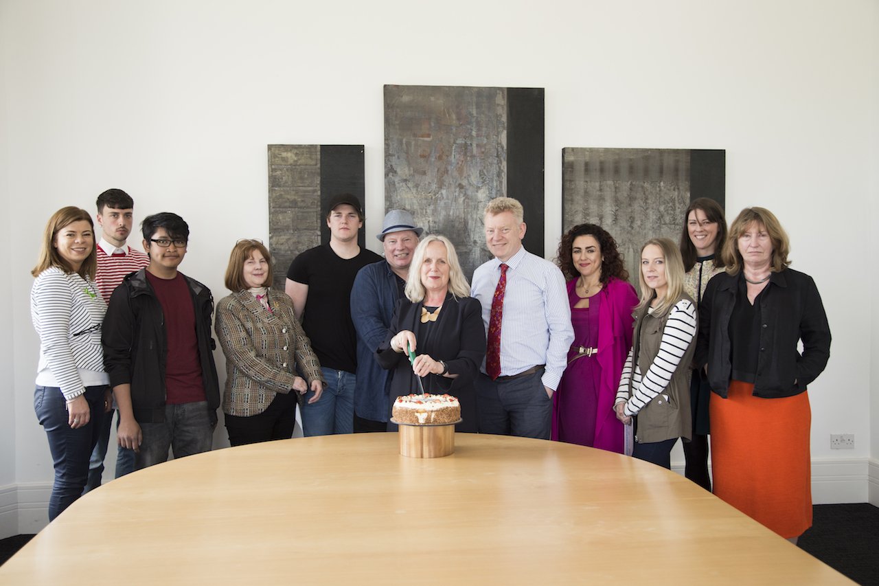 Dr Annie Doona celebrate with students and staff