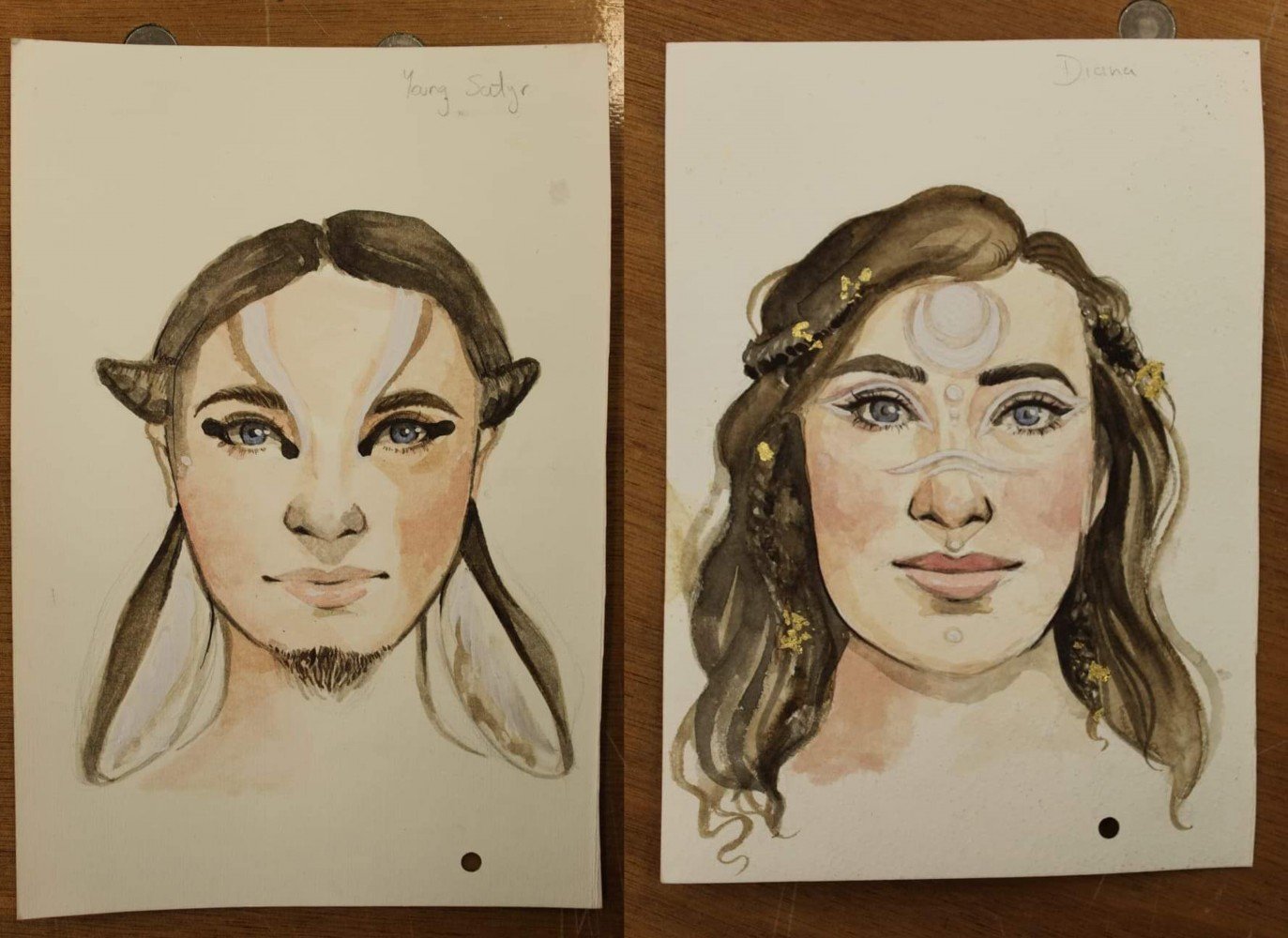 Sketches of make-up designs for La Calisto opera by IADT Design for Stage + Screen students