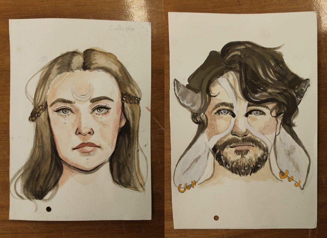 Sketches of make-up designs for La Calisto opera by IADT Design for Stage + Screen students
