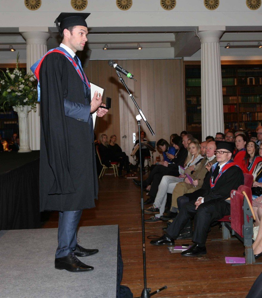 Niall Breslin speaks at IADT Ceremony of Conferring after accepting his Honorary Fellow