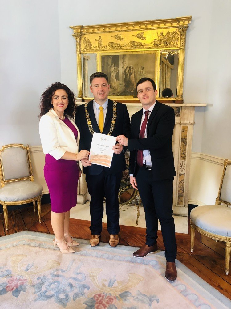 Denise McMorrow of IADT, the Lord Mayor of Dublin, Paul McAuliffe and Trevor Purtill of Marino Institute of Education