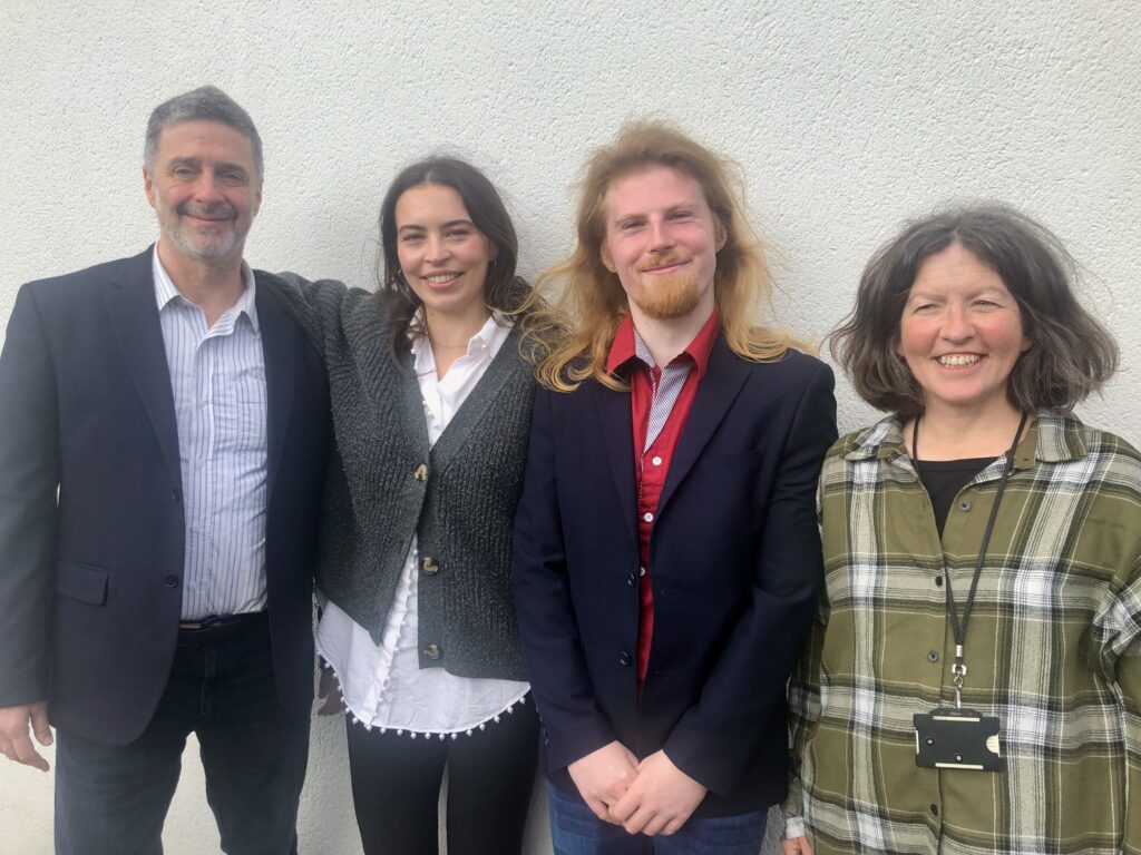 An image of IADT Psychology lecturers Dr John Greaney and Hannah Barton with Psychology alumni Kate deBoe Agnew and Francis Mc.Donnel