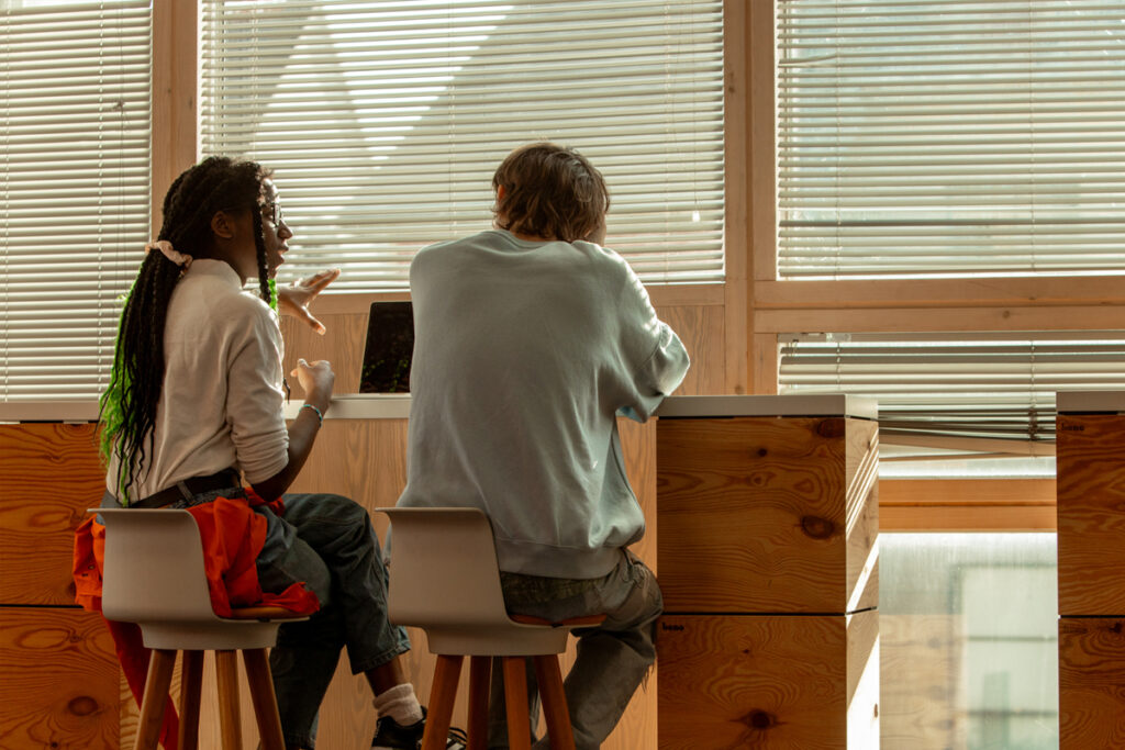 Students working at computers